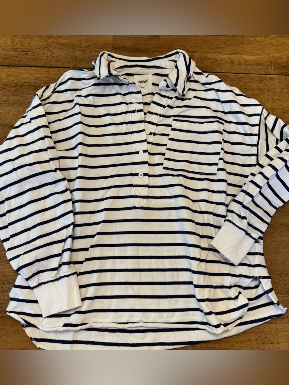 Aerie Take It Easy Popover Polo Sweatshirt - Small - Picture 3 of 5